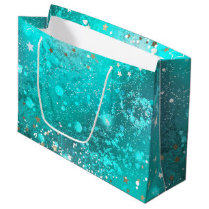 Mint Turquoise Foil Background Large Gift Bag