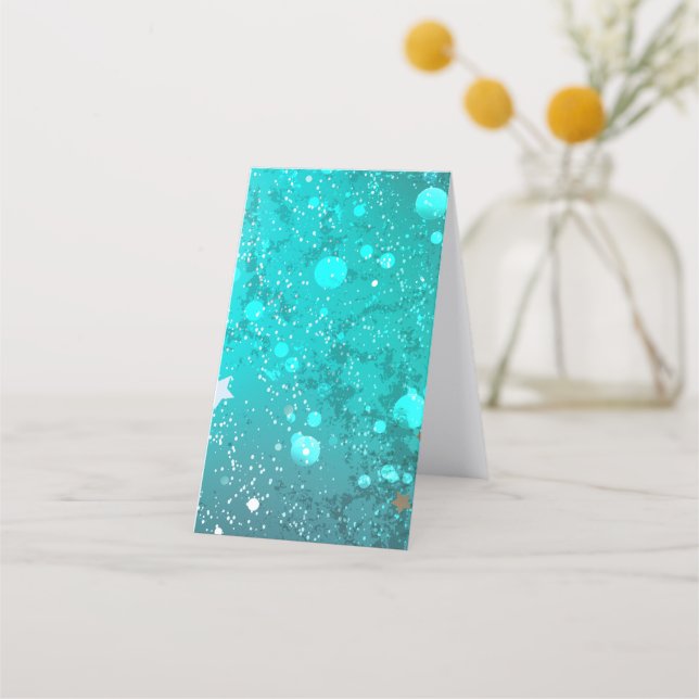 Mint Turquoise Foil Background Loyalty Card (Back)