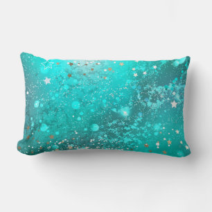 Mint Turquoise Foil Background Lumbar Cushion