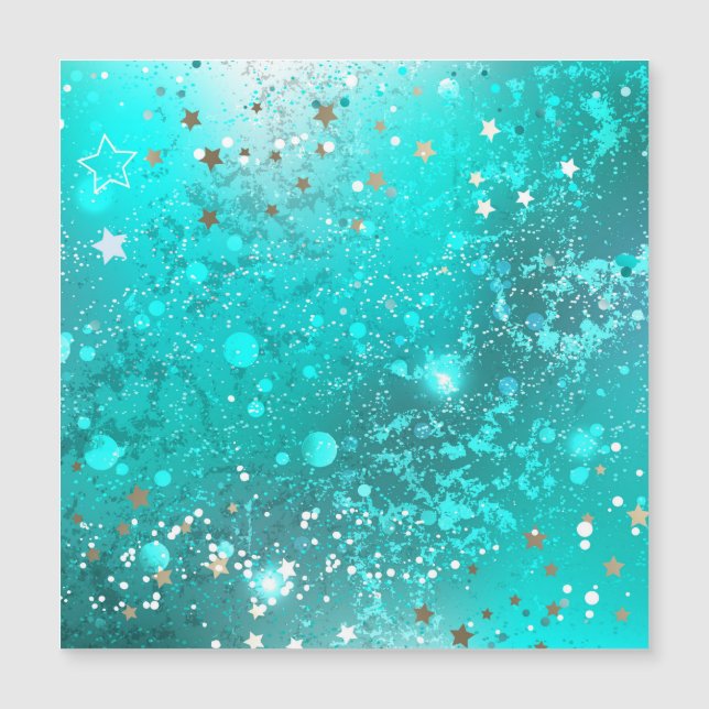 Mint Turquoise Foil Background Magnetic Invitation (Front)