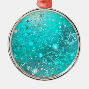 Mint Turquoise Foil Background Metal Tree Decoration