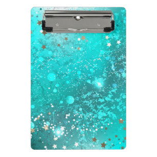 Mint Turquoise Foil Background Mini Clipboard