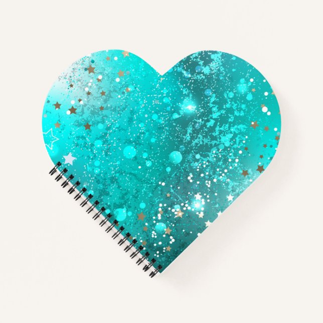 Mint Turquoise Foil Background Notebook (Front)