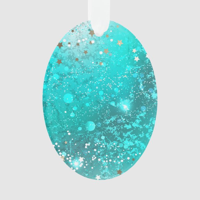 Mint Turquoise Foil Background Ornament (Front)