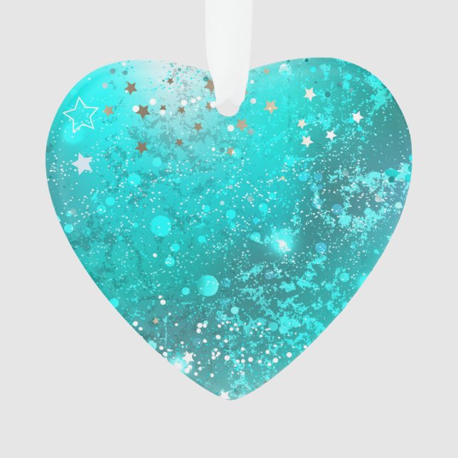 Mint Turquoise Foil Background Ornament (Front)