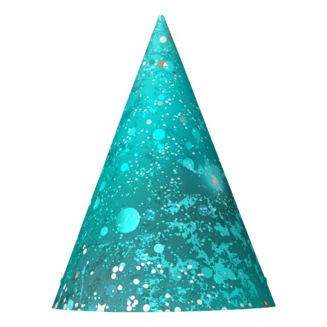 Mint Turquoise Foil Background Party Hat (Front)