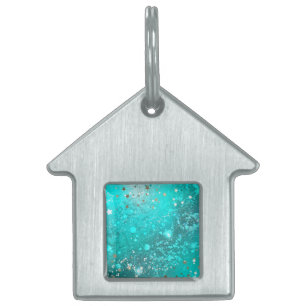 Mint Turquoise Foil Background Pet ID Tag