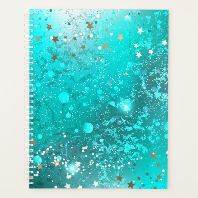 Mint Turquoise Foil Background Planner (Front)