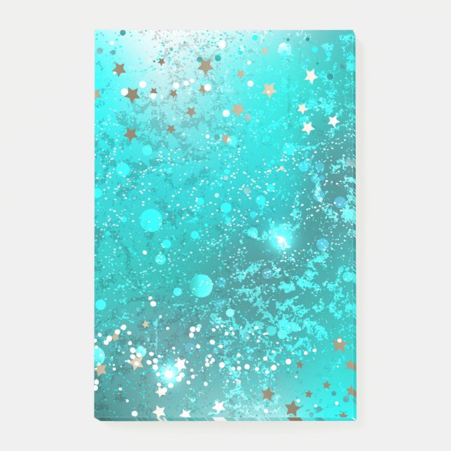 Mint Turquoise Foil Background Post-it Notes (Front)