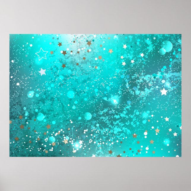 Mint Turquoise Foil Background Poster (Front)