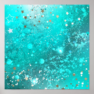 Mint Turquoise Foil Background Poster