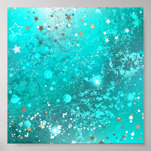 Mint Turquoise Foil Background Poster