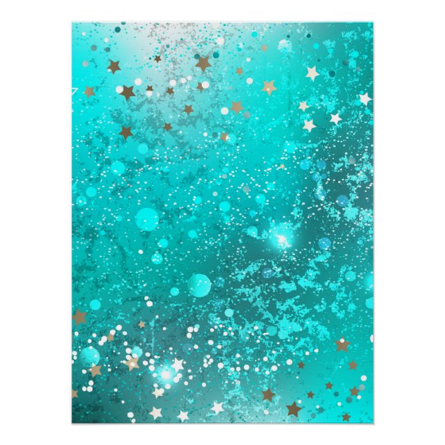 Mint Turquoise Foil Background Poster (Front)
