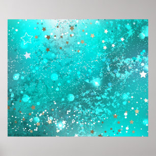 Mint Turquoise Foil Background Poster