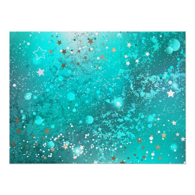 Mint Turquoise Foil Background Poster (Front)