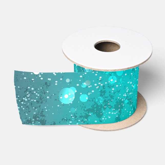 Mint Turquoise Foil Background Satin Ribbon (Spool)