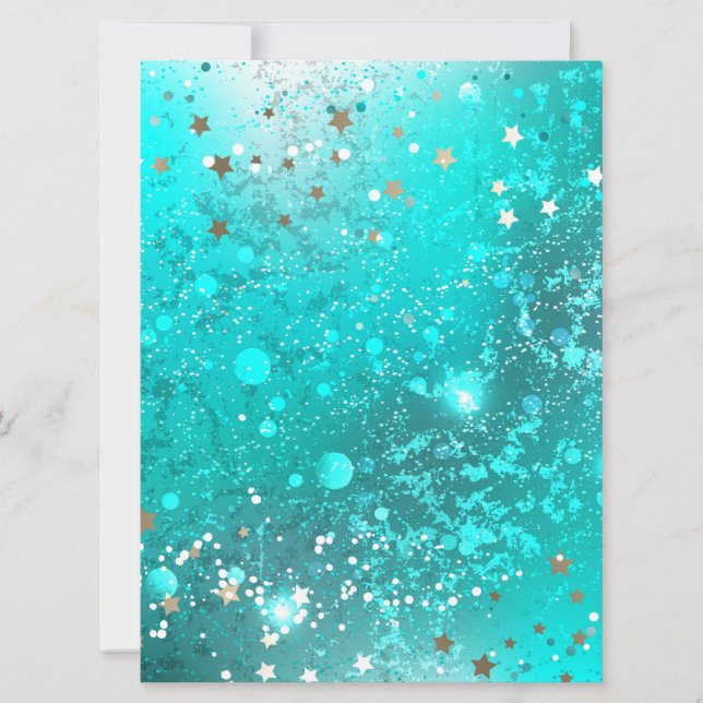 Mint Turquoise Foil Background Save The Date (Front)