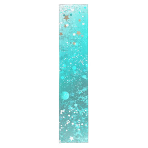 Mint Turquoise Foil Background Short Table Runner