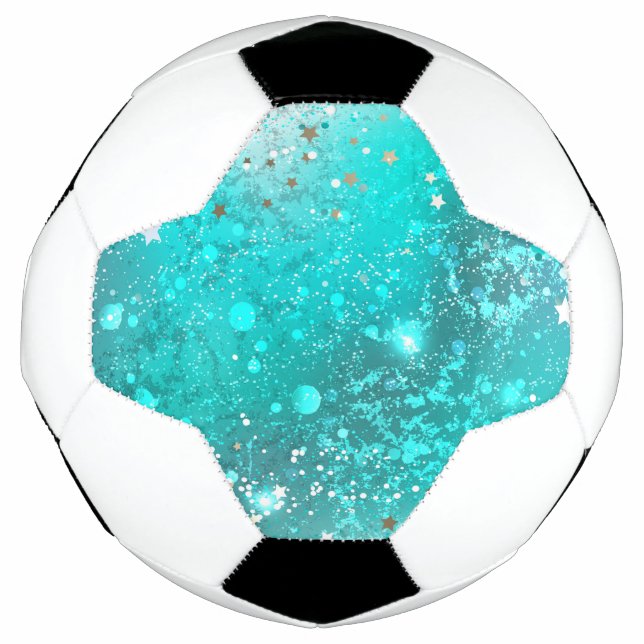 Mint Turquoise Foil Background Soccer Ball (Front)