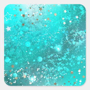 Mint Turquoise Foil Background Square Sticker
