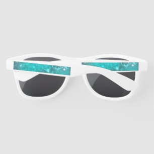 Mint Turquoise Foil Background Sunglasses