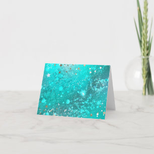 Mint Turquoise Foil Background Thank You Card