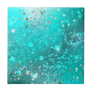 Mint Turquoise Foil Background Tile