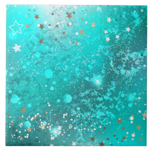 Mint Turquoise Foil Background Tile