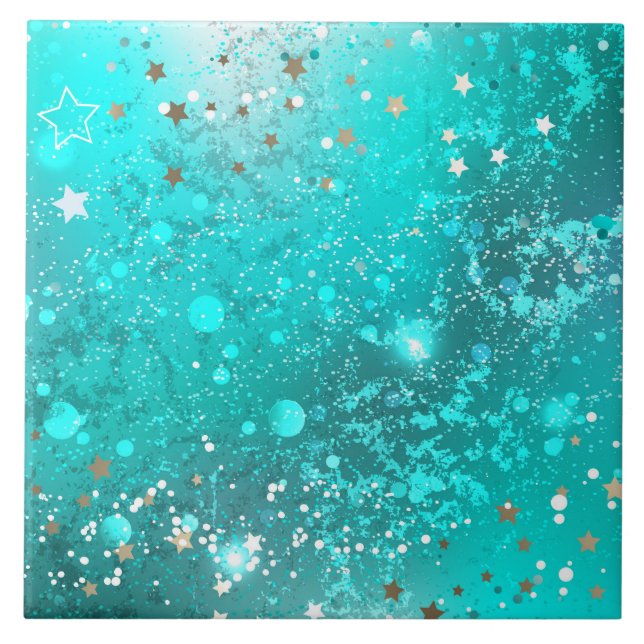 Mint Turquoise Foil Background Tile (Front)