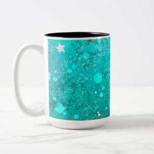 Mint Turquoise Foil Background Two-Tone Coffee Mug