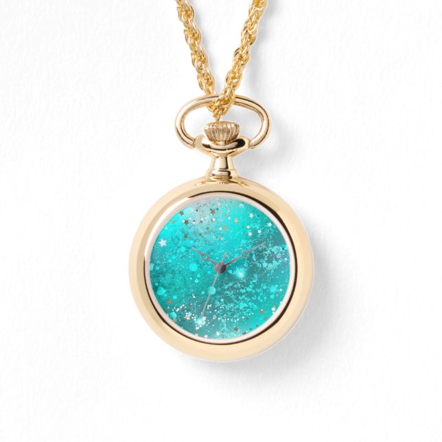 Mint Turquoise Foil Background Watch (Front)