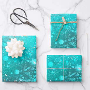 Mint Turquoise Foil Background Wrapping Paper Sheet