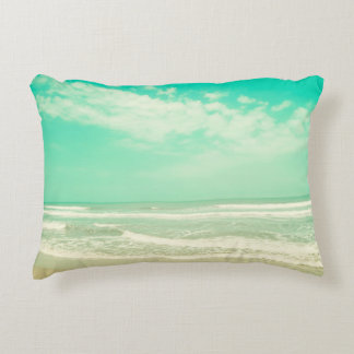 Mint turquoise retro beach background,vintage,beac decorative cushion
