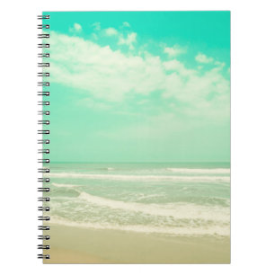 Mint turquoise retro beach background,vintage,beac notebook
