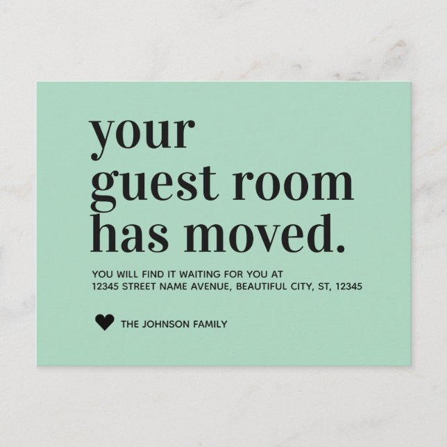 Mint Typography Guest Room Moving Announcement (Front)