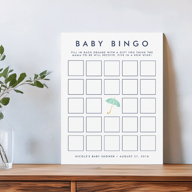 Mint Umbrella | Baby Shower Bingo Game Card (Creator Uploaded)