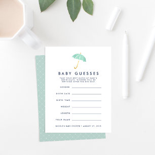 Mint Umbrella Baby Shower Guessing Game