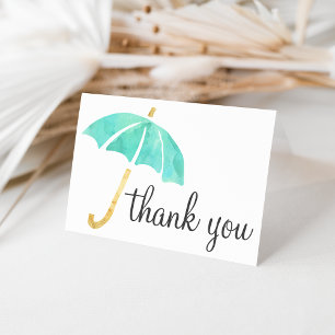 Mint Umbrella Baby Shower Thank You Cards
