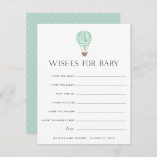 Mint Up in the Air Baby Shower Wishes Card
