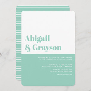 Mint Vertical Colour Block Wedding Invitation