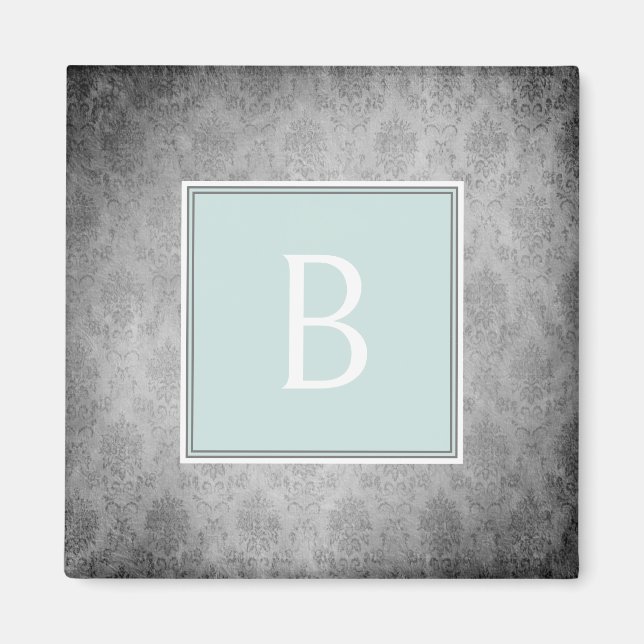 Mint Vintage Damask Monogram Magnet (Front)