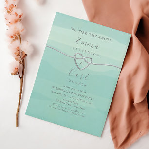 Mint Watercolor Heart Wedding Reception Invitation