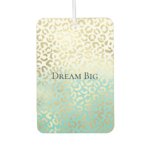Mint Watercolor Ombre Glam Gold Leopard   Car Air Freshener