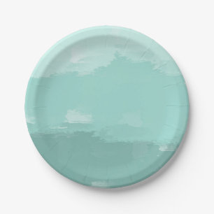 Mint Watercolor Ombre Paper Plate
