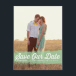 MINT WATERCOLOR SPLASH | SAVE THE DATE POSTCARD<br><div class="desc">MINT GREEN WATERCOLOR SPLASH | SAVE THE DATE POSTCARD 
 Modern and whimsical save the date postcard featuring watercolor splash and retro script. Other colours and similar items can be found in my store.</div>