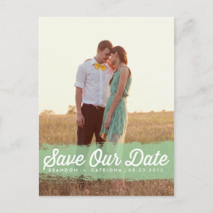 MINT WATERCOLOR SPLASH   SAVE THE DATE POSTCARD