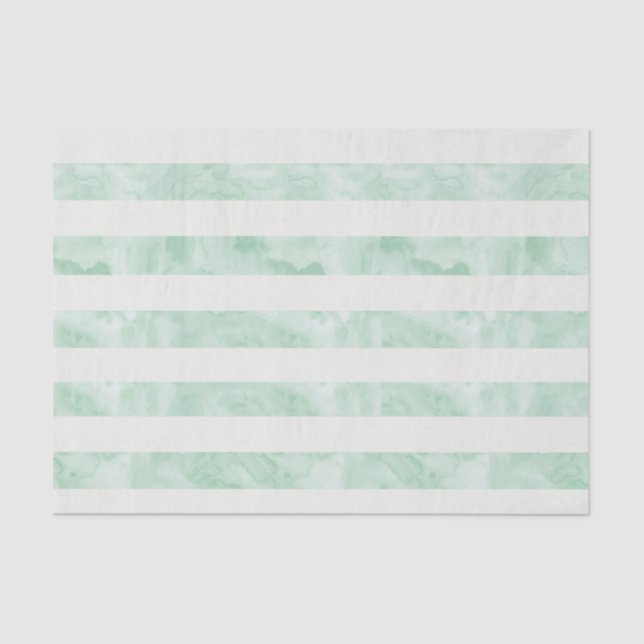 Mint Watercolor Stripes Tissue Paper (Front)