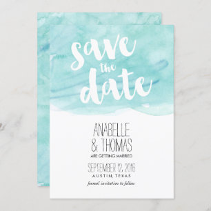 Mint Watercolor Wedding Save the Date Invitation
