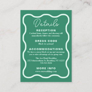 Mint Wavy Retro Wedding Enclosure Card