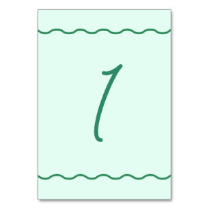 Mint Wavy Retro Wedding  Table Number